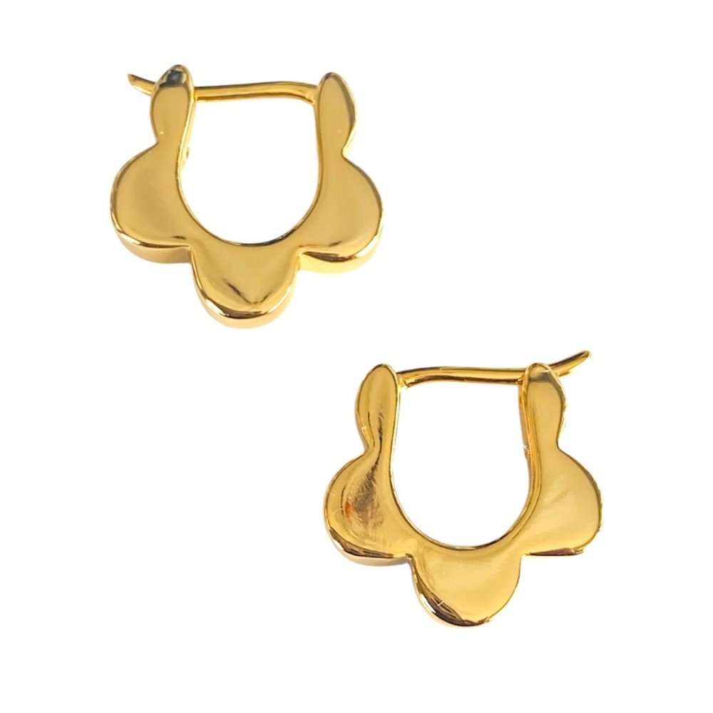 NEW Tory Burch Kira Profile Gold Flower Hoop Earrings Rtl $140